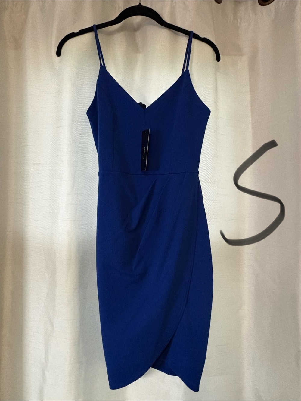 Express Royal Blue V-Neck Spaghetti Strap Mini Dress